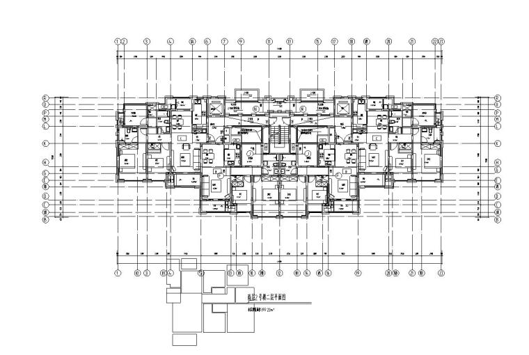 [江苏]苏州欧陆风格居住区建筑方案施工图设计（CAD）-高层2号楼二层平面图