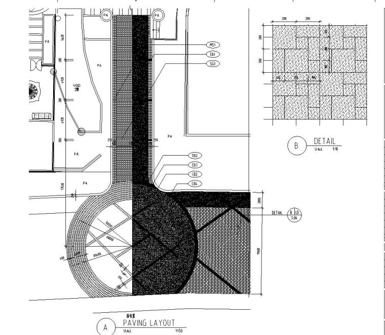 [广东]东山雅筑居住小区建筑设计施工图——贝尔高林-铺装布置图