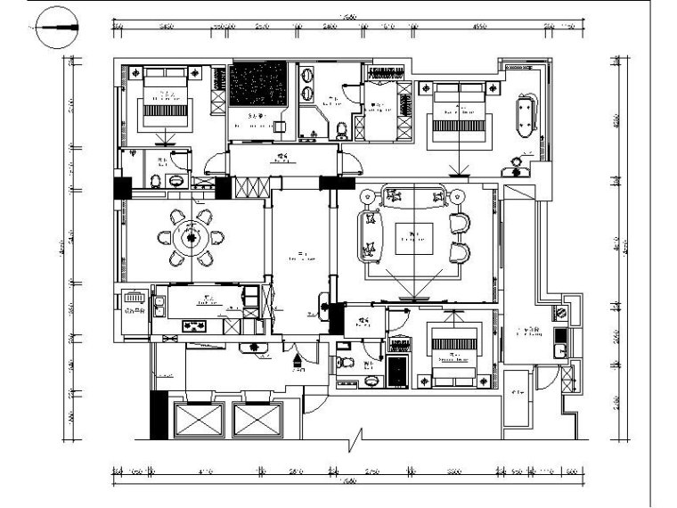 三居室吊顶效果图资料下载-[温州]浪漫美式三居室设计施工图（含效果图）