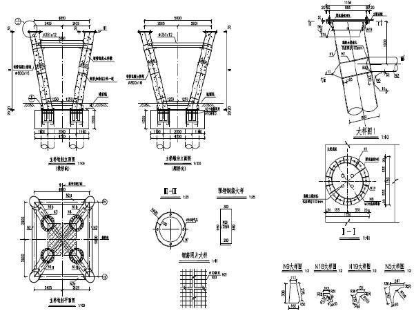 上下双层曲线型钢桁腹梁新型桥设计图127张PDF（7跨主桥+8跨引桥）-桥梁一般构造图