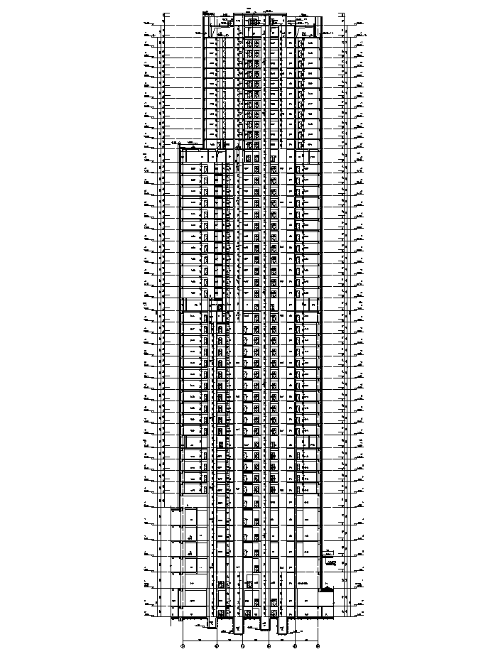 [广西]超高层核心筒知名地产办公及商业建筑审图施工图(2016年）-超高层核心筒知名地产办公及商业建筑剖面图