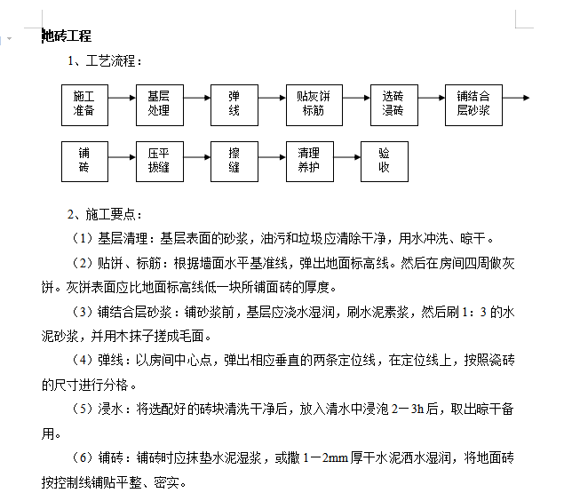 地板砖工程资料下载-地砖工程—工艺流程与施工要点