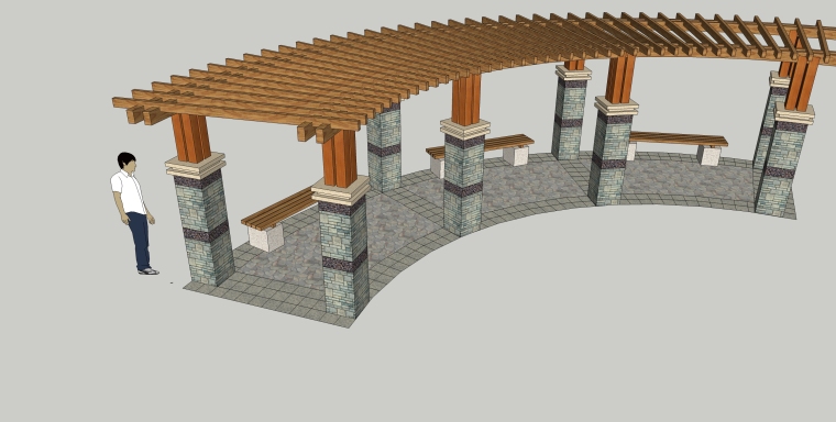 乡村庭院廊架设计资料下载-超级精品高清廊架模型（SU模型）