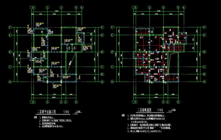 四层别墅建筑设计文本包含效果图+施工图-二层平面图