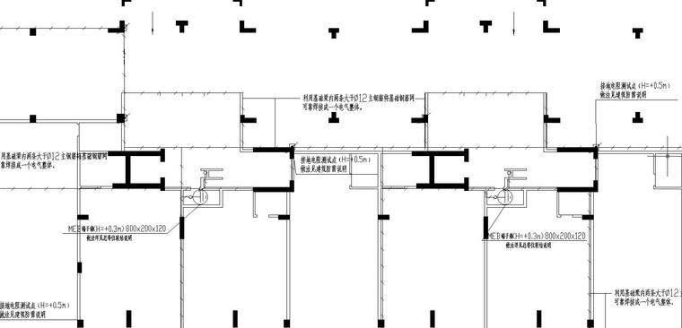 某住宅小区B栋电气施工图-基础接地平面图