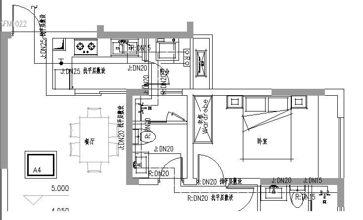 南京某公馆给排水施工图-户型给水轴测图