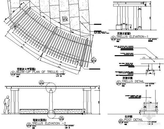 校园休憩空间设计资料下载-休憩花架详图2