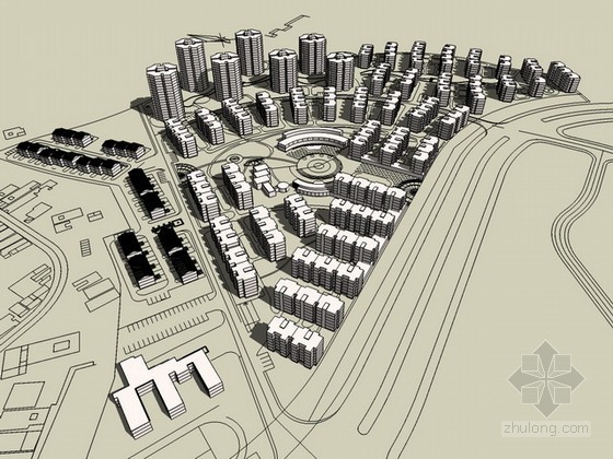 某城市新城小区规划资料下载-城市小区规划sketchup模型下载