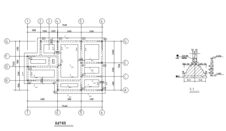 [广东]现代风格砖混结构住宅楼别墅建筑施工图设计-基础平面图