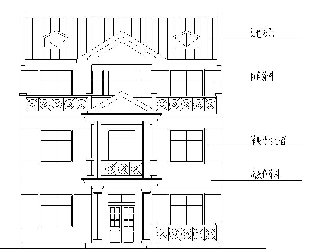 砖混结构户型为3层新农村独栋别墅施工图设计(cad 效果图)