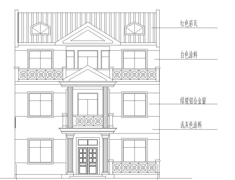 现代坡屋顶别墅效果图资料下载-砖混结构户型为3层新农村独栋别墅施工图设计（CAD+效果图）