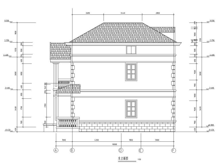 现代风格二层半独栋别墅建筑施工图设计-懂立面图