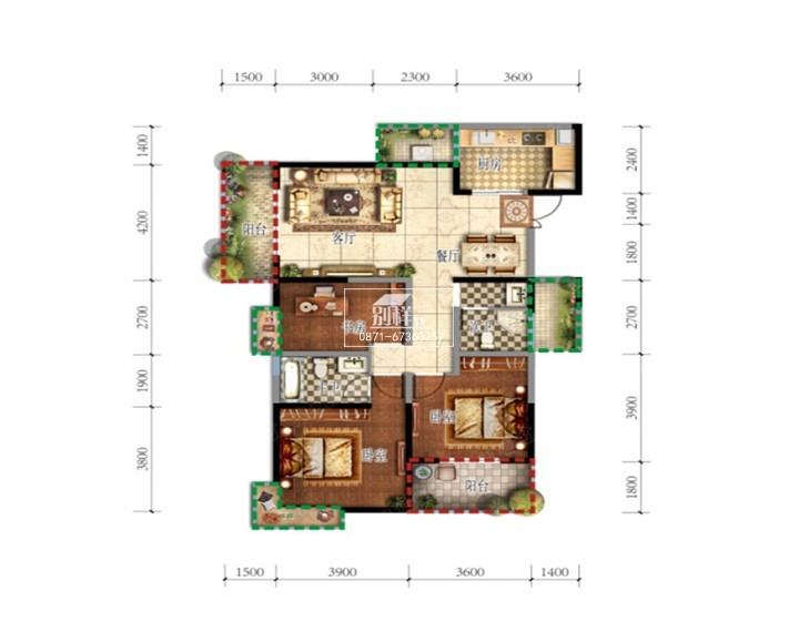 儿童卧室榻榻米装修图资料下载-融城优郡二期A1-C户型124㎡ 户型特点解析