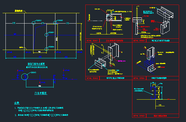 防火卷帘门技术交底资料下载-推拉门、卷帘门结构节点详图