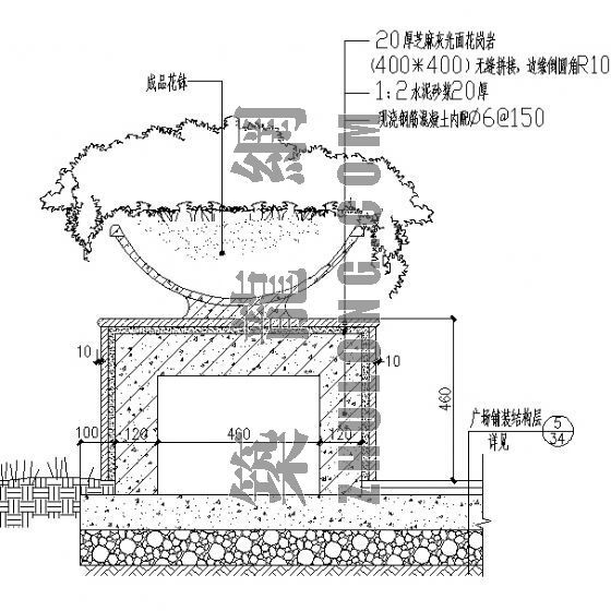 树池花池组合资料下载-园林小品-花钵坐凳详图