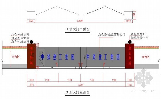 [山东]铁路站房工程施工现场标准化管理手册（104页）-工地大门立面图 