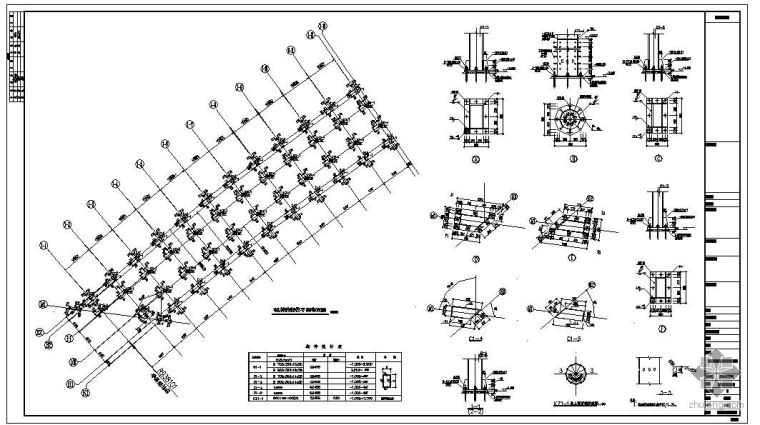 地脚螺栓结构详图资料下载-某大型机场钢结构地脚螺栓布置图及节点构造详图
