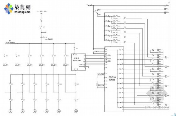 变频供水施工资料下载-变频恒压供水控制电气原理图（一拖六）