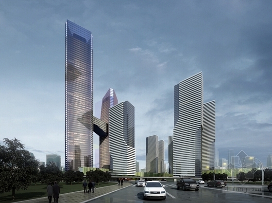 [湖北]超高层现代风格城市综合体及单体设计方案文本-超高层现代风格城市综合体效果图