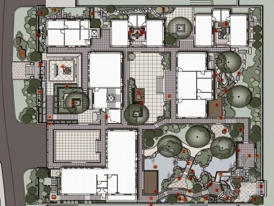 别墅庭院节点景观手绘资料下载-[武汉]闲情逸趣的豪宅庭院景观规划设计方案