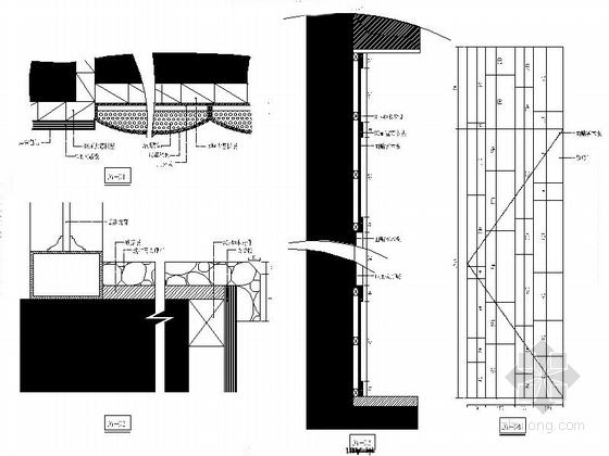 [福建]新中式风格别墅室内装修CAD施工图（含效果）影视厅大样图