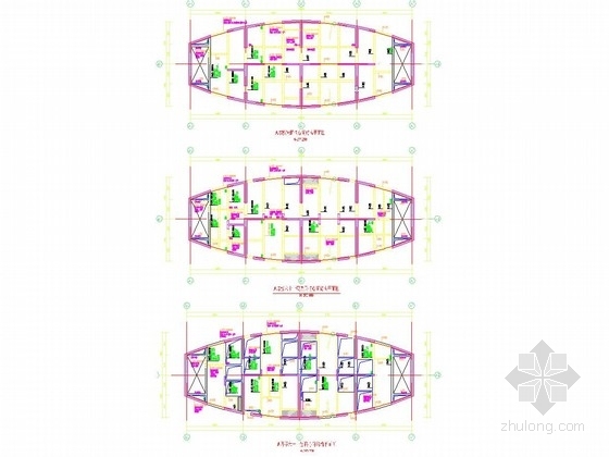 [系列三]大底盘多塔复杂结构大型超高层综合体结构施工图（裙房部分）-A塔楼六十一层~屋面核心筒结构平面图 