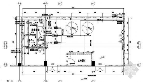 游泳池设备机房资料下载-游泳池循环水机房平面布置图