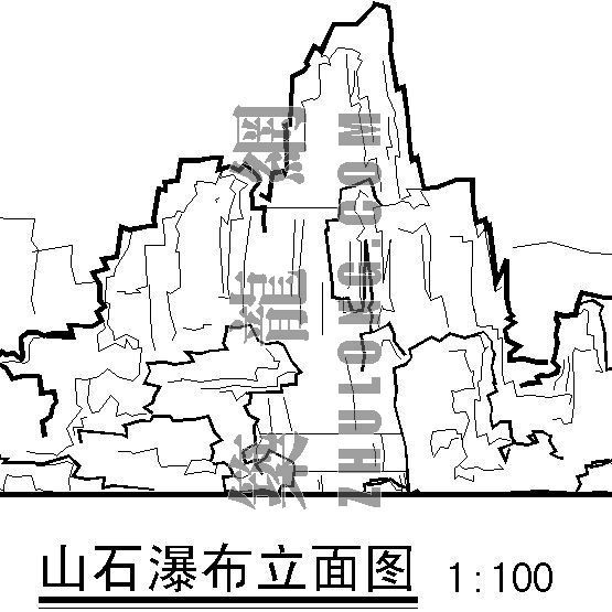 假山瀑布施工图设计方案资料下载-山石瀑布施工详图