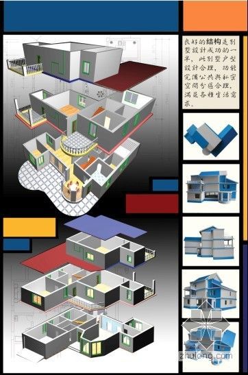 400平三层别墅设计图资料下载-[毕业设计]三层别墅设计图
