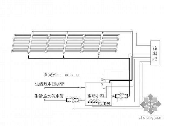 [云南]数据中心水暖专业全套设计施工图（动力机房 制冷机房）-集中集热恒温供热水太阳能热水系统原理图