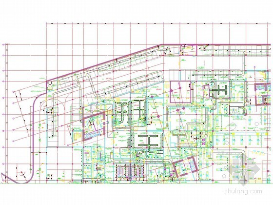 [广东]大型商业综合中心空调通风及防排烟系统设计施工图（大院 人防设计）-地下一层1区空调通风风管平面图 