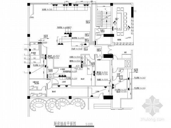 商务办公楼电气系统图资料下载-住宅楼厨房电气系统图
