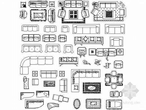 CAD图块下载资料下载-常用现代家居CAD图块下载