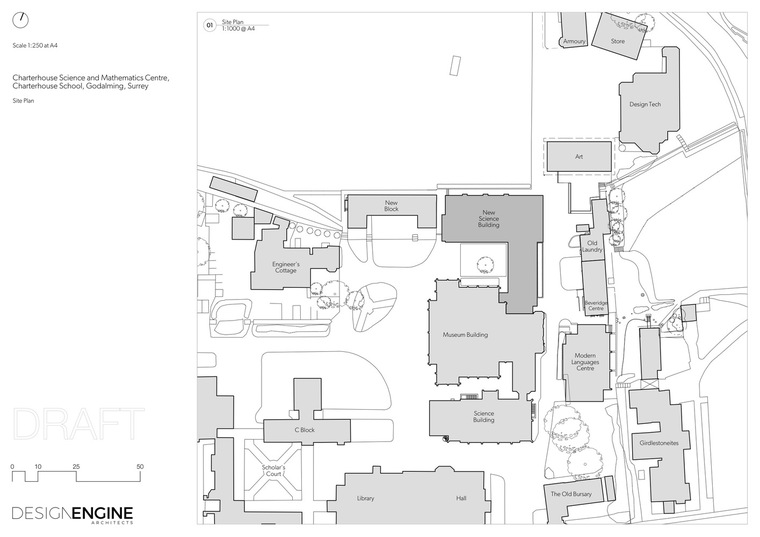 英国查特豪斯公学科学与数学中心-Site_Plan_Drawing