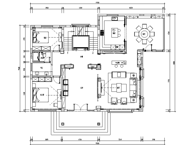 餐厅设计中式风格资料下载-中式风格党湾住宅设计施工图（附效果图）