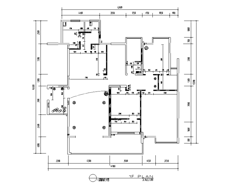 新中式会所茶室设计施工图（附效果图）-隔墙尺寸图