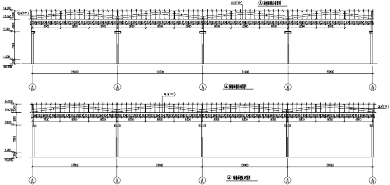 成都钢铁物流仓储门式刚架多跨钢结构施工图（CAD，14张）_3