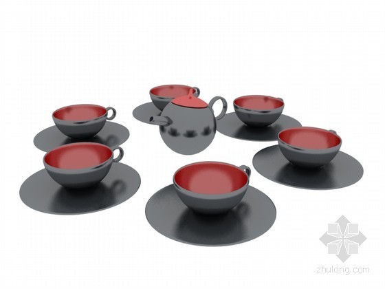 茶具3d模型资料下载-组合茶具3D模型下载