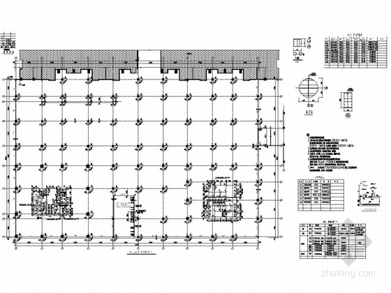 [北京]地上19层框架核心筒结构五星级豪华大酒店结构施工图（含建筑图）-地下二层墙、柱配筋平面图 