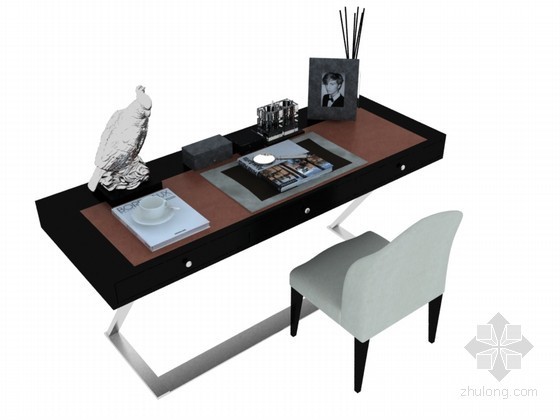室内书桌su资料下载-时尚书桌3D模型下载