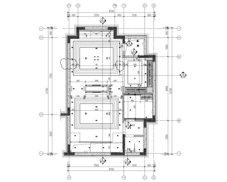 [CCD]嘉裕地产成都四居室别墅样板房室内装修施工图+设计方案+效果图（CAD、JPG、PDF）-5负一层天花尺寸图