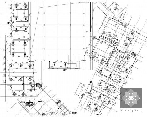 [江苏]多栋多层商业建筑空调通风系统施工图（水环热泵原理图多）-空调冷媒管布置平面