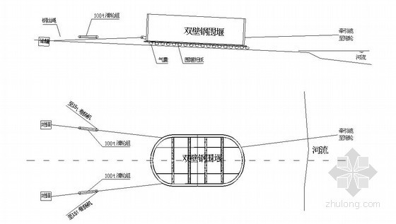 大型双壁钢围堰气囊法断缆下水施工工法（入水速度计算）-双壁钢围堰下水系统布置图 
