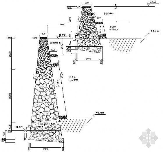 各类挡墙设计资料下载-挡墙断面设计图（3）