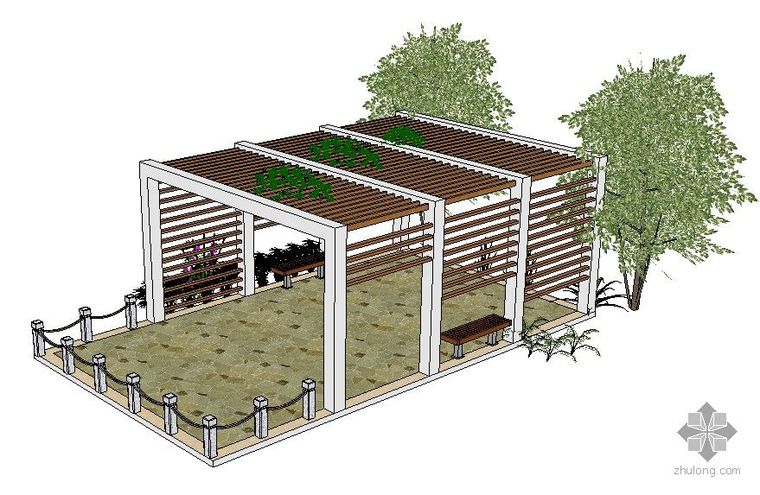 su花架廊亭资料下载-23个SketchUp景观模型---亭廊花架