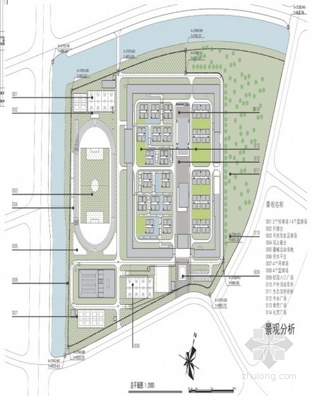 [上海]大型中学校区规划及单体设计方案文本-校区总平面图 