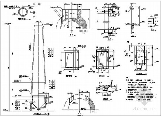 别墅烟囱节点构造详图资料下载-某30m砖烟囱构造详图