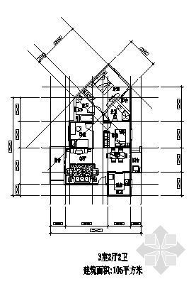 三室两厅两卫cad户型图资料下载-三室两厅一厨两卫105平方米