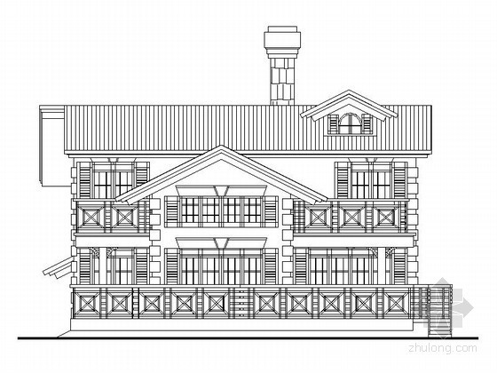 乡村二层别墅图资料下载-某二层乡村风格别墅建筑方案图