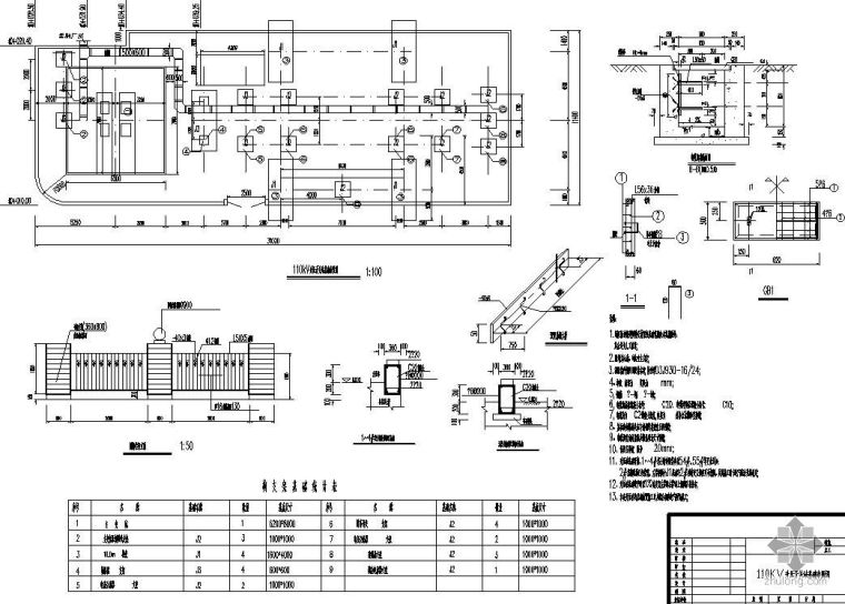 开关站电气施工图资料下载-110KV升压开关站基础布置图